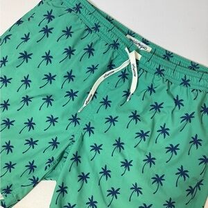 Maamgic Men's‎ Swim Trunks Green Blue Palm Trees L/XL